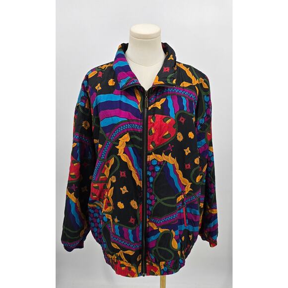 Vintage 80s Basic Editions Silk Bomber Jacket - Picture 1 of 4